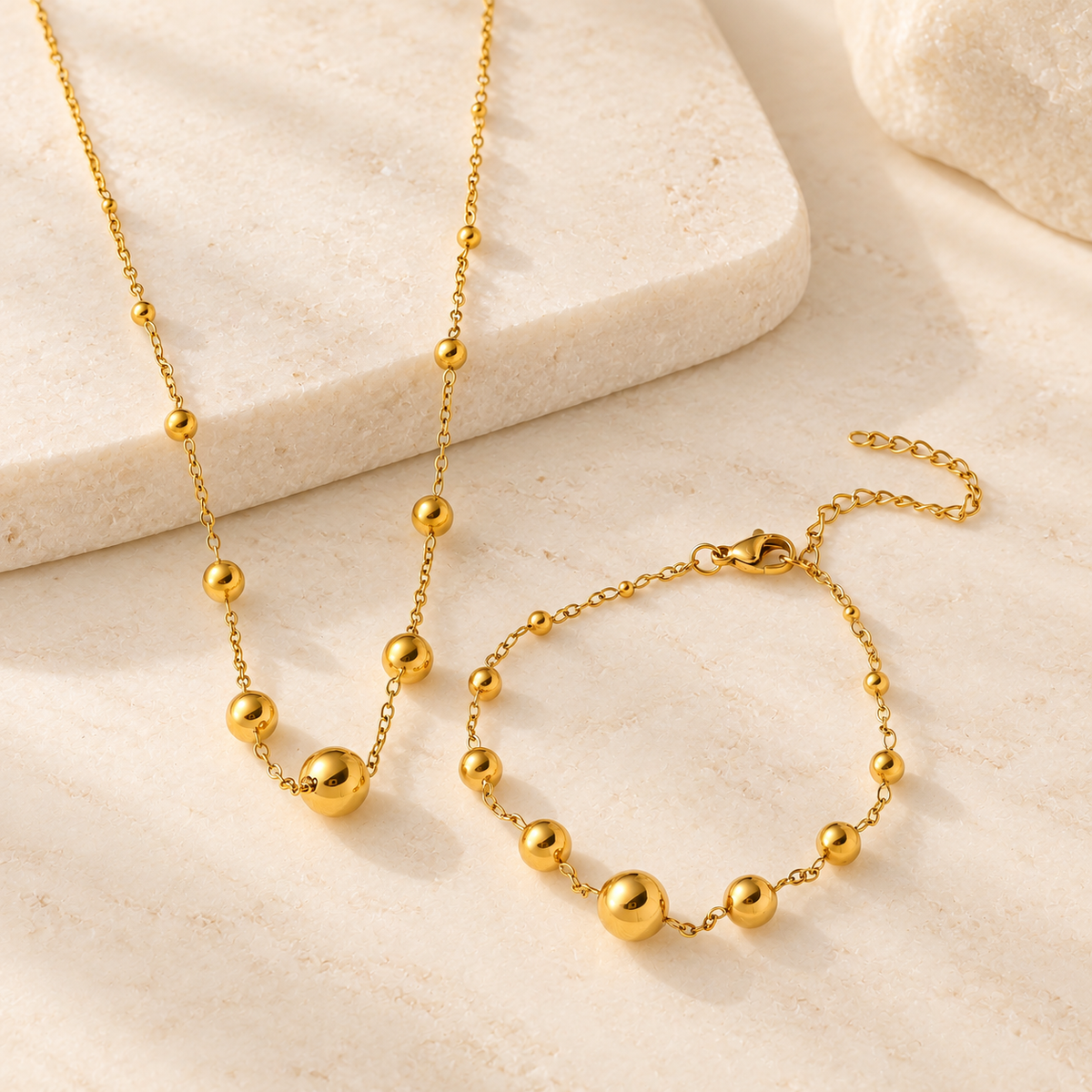 Golden Bead Jewelry Set
