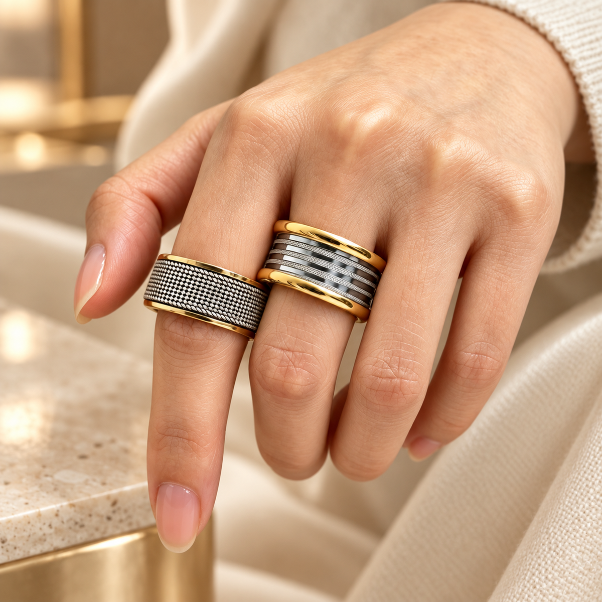 Mixed Metal Luxe Rings (set of two)