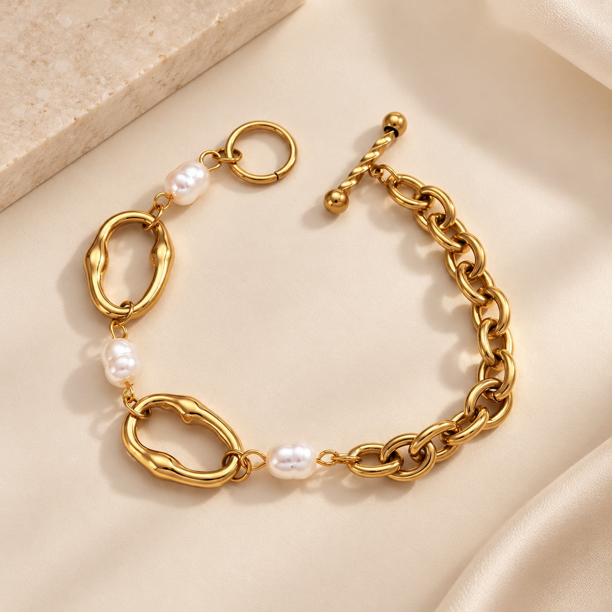 Pearl Link Statement Bracelet