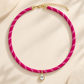 Pink Teardrop Cord Necklace