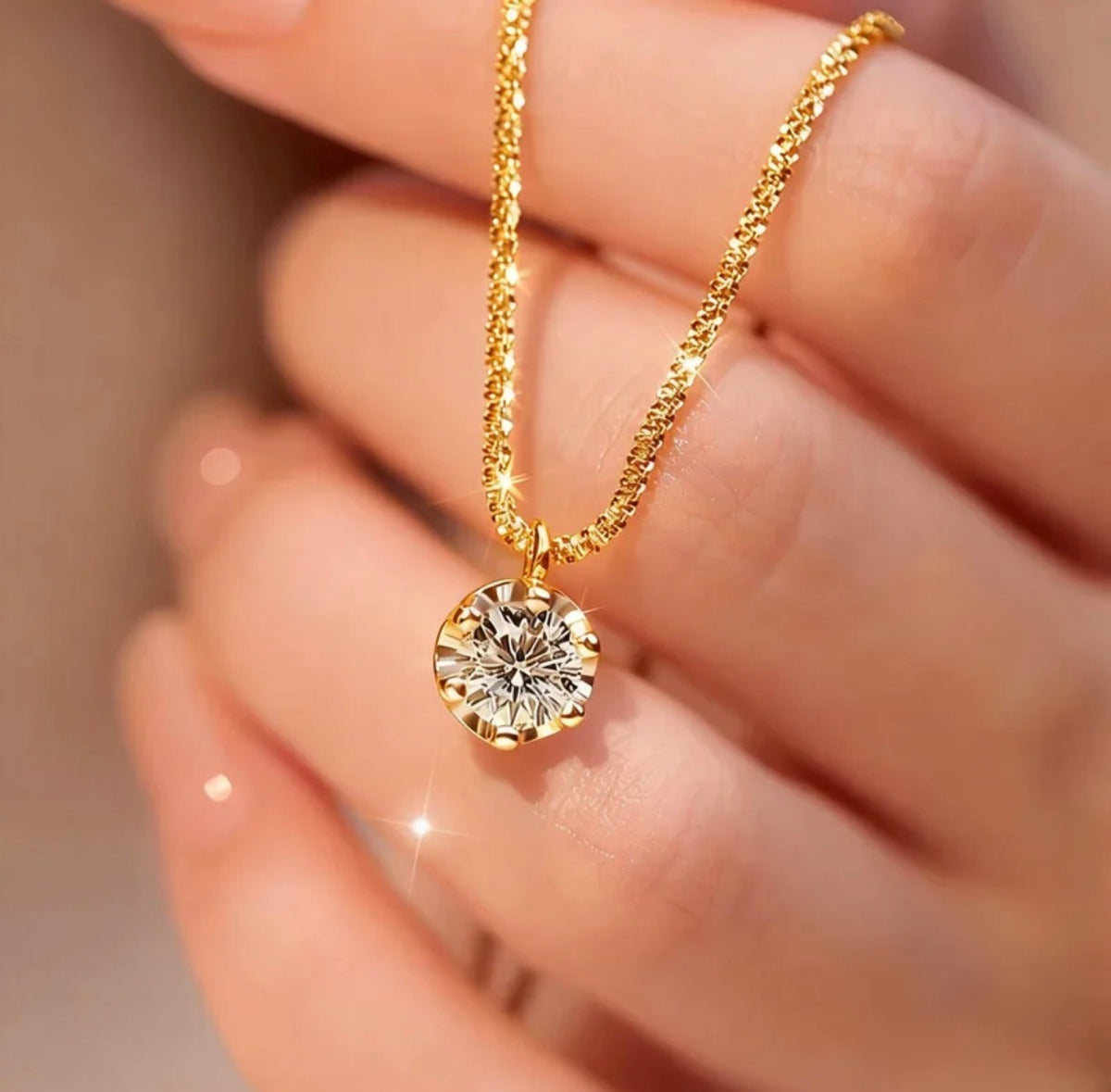 Golden Floating Stone Necklace