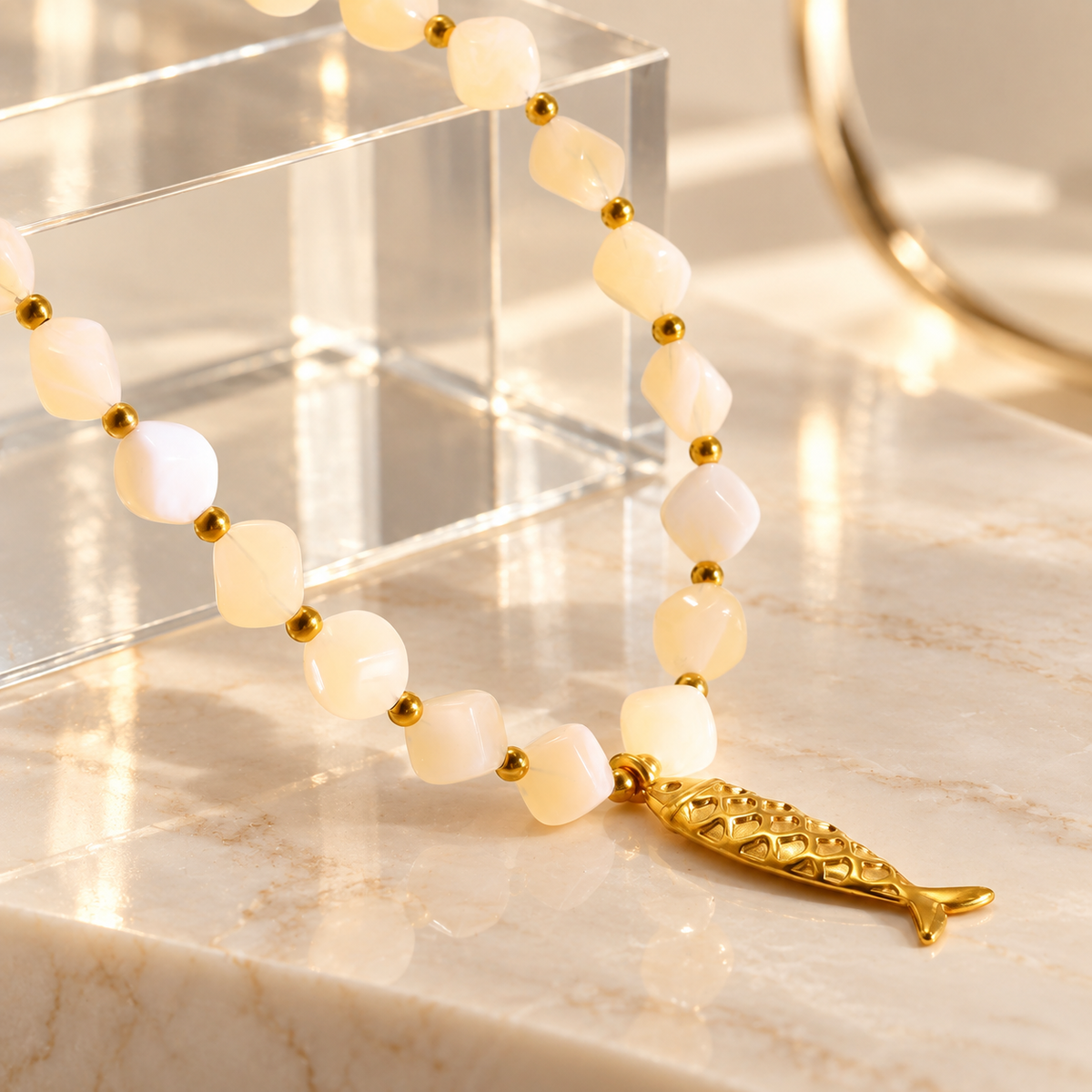 Golden Fish Beaded Necklace
