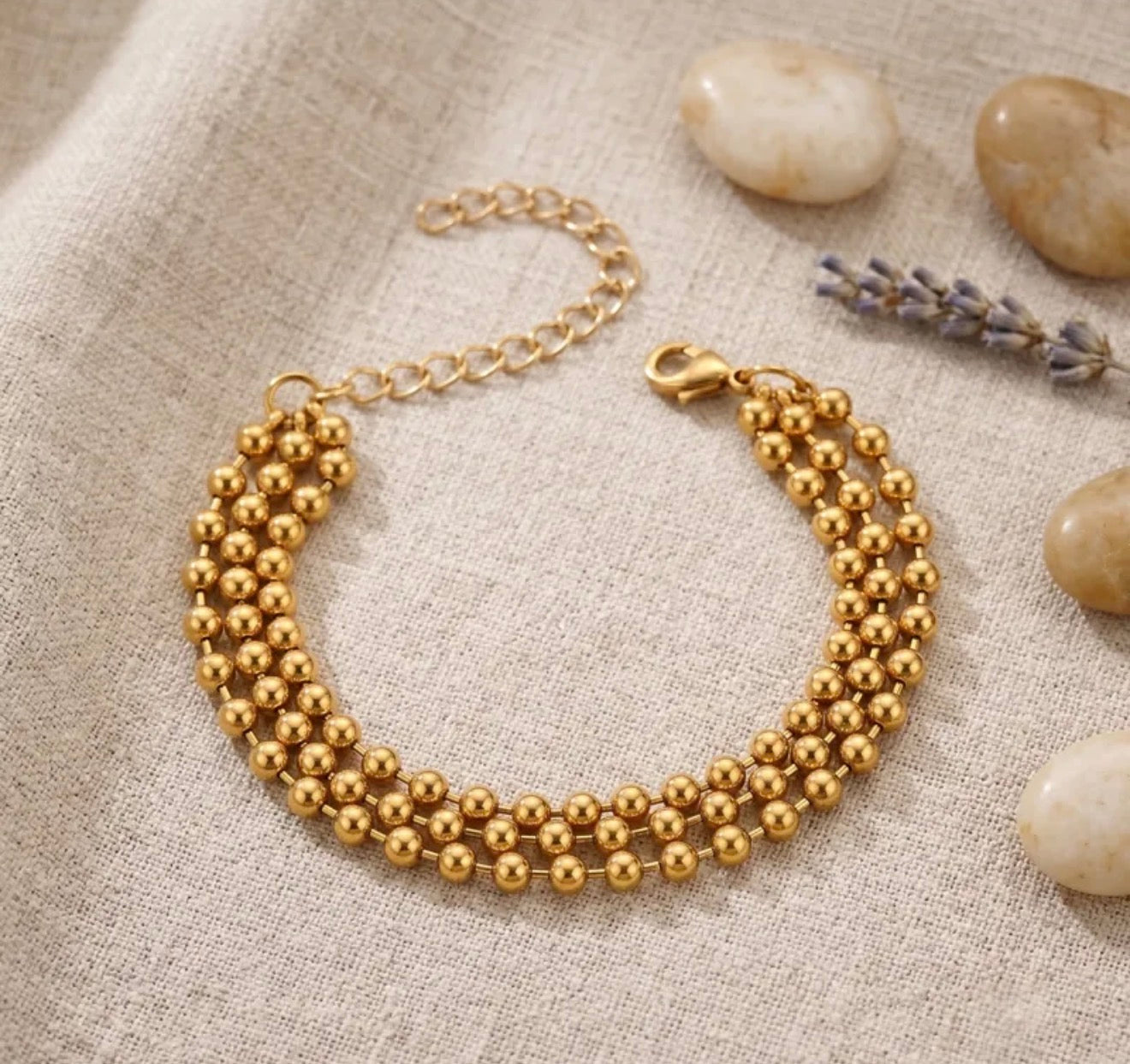 Golden Cascade Beaded Bracelet