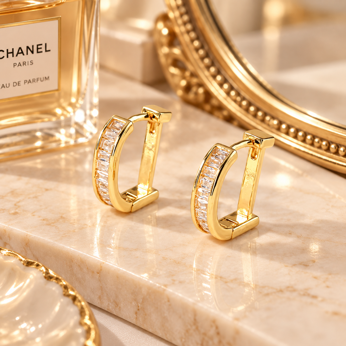Crystal Edge Hoop Earrings