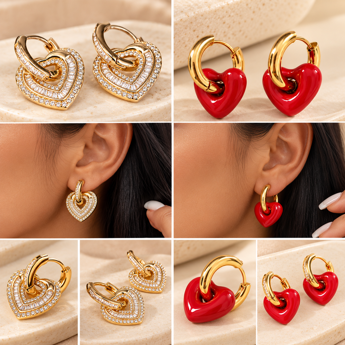 Amour Red Heart Hoops