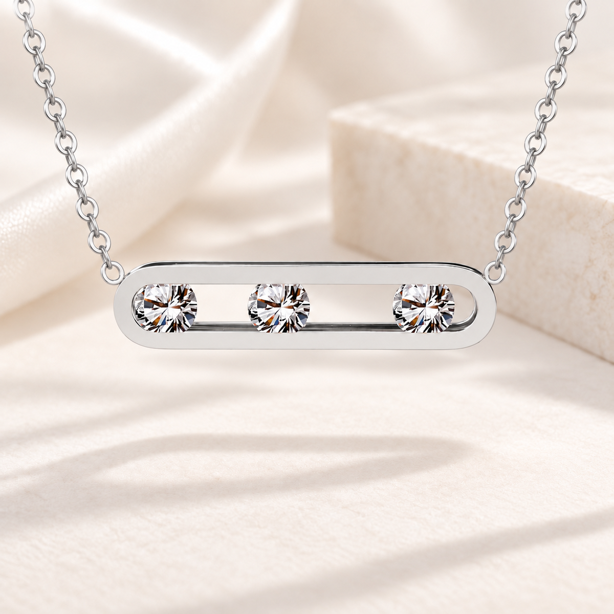 Silver Trio Sparkle Necklace