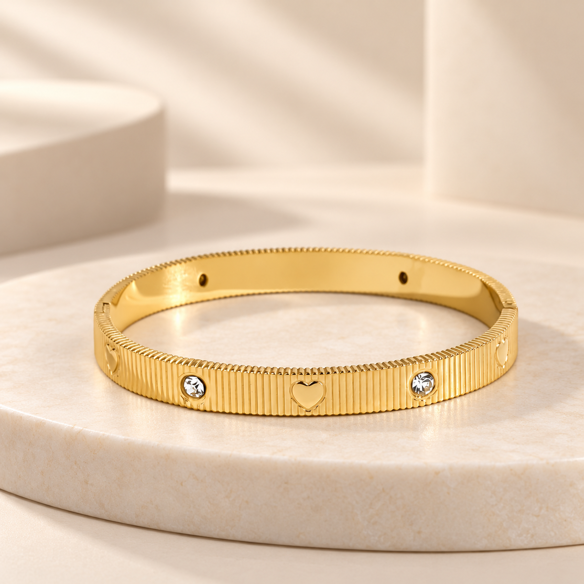 Golden Heart Crystal Bangle