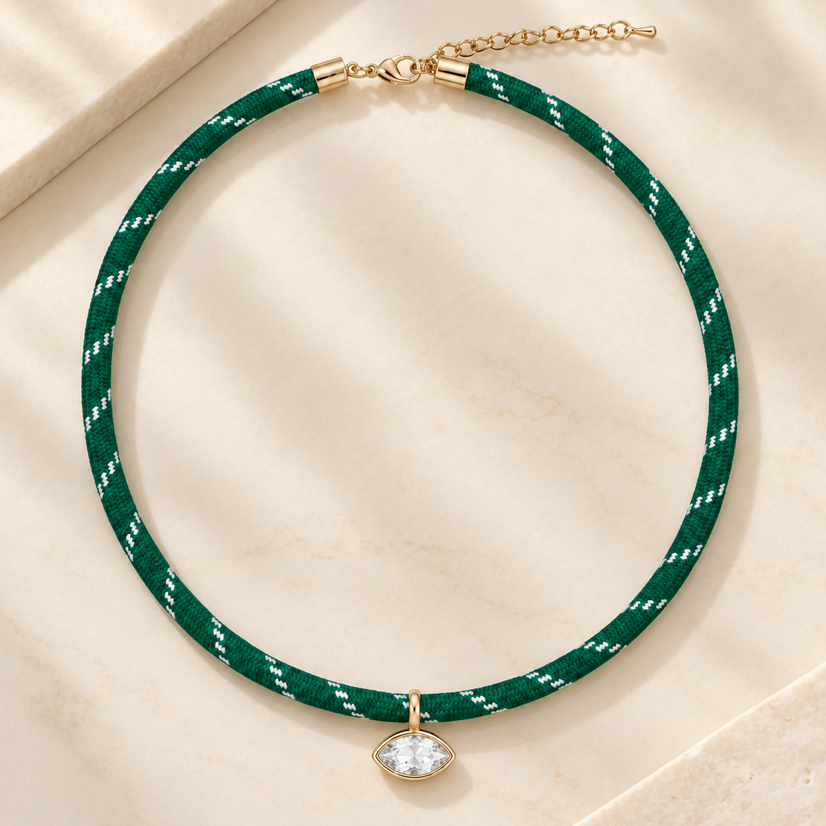 Emerald Eye Cord Necklace