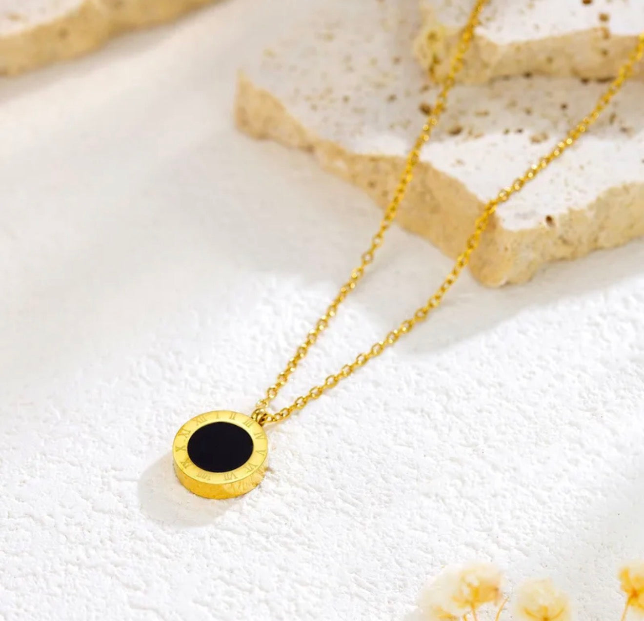 Golden Black Medallion Necklace