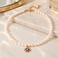 Pearl Evil Eye Necklace