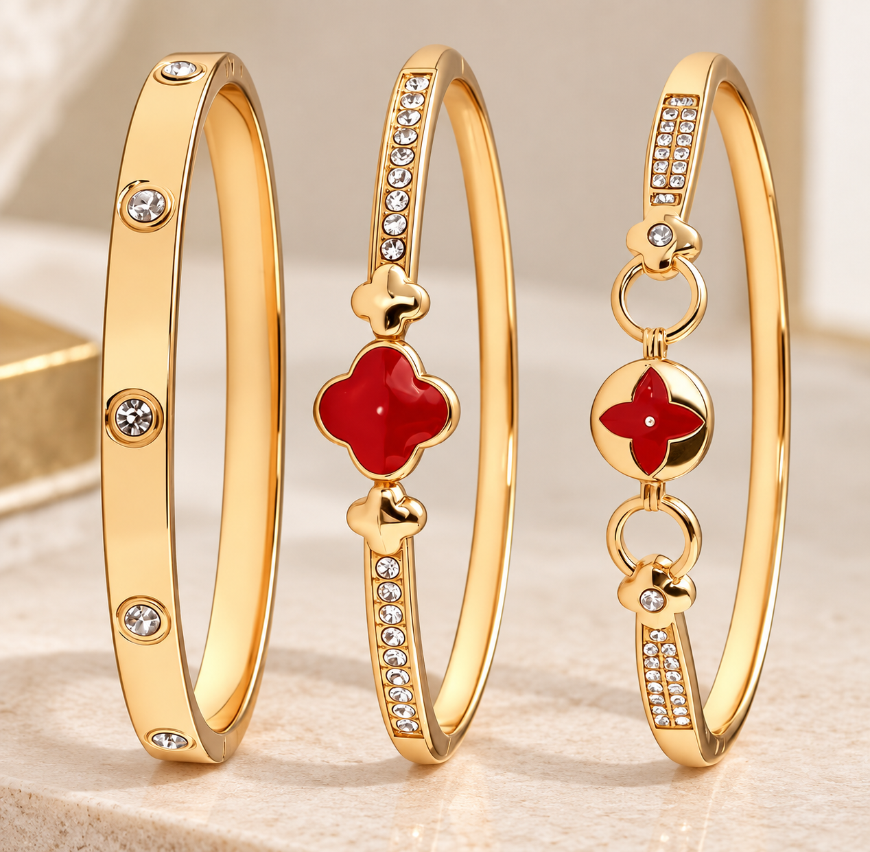 Scarlet Clover Bracelet Stack