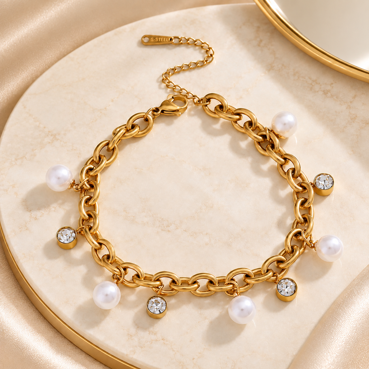 Pearl Glow Charm Bracelet
