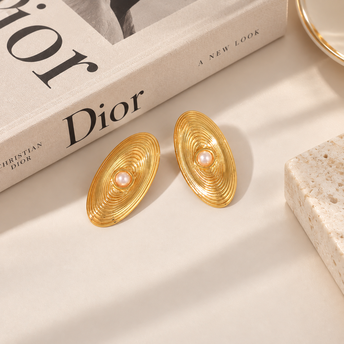 Golden Halo Pearl Earrings