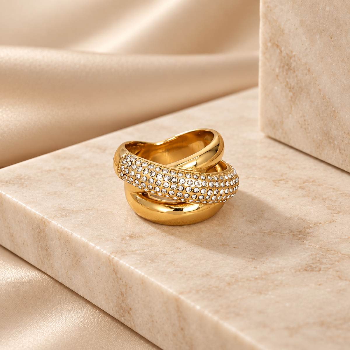 Crystal Crossover Statement Ring