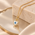 Ivory Heart Evil Eye Necklace