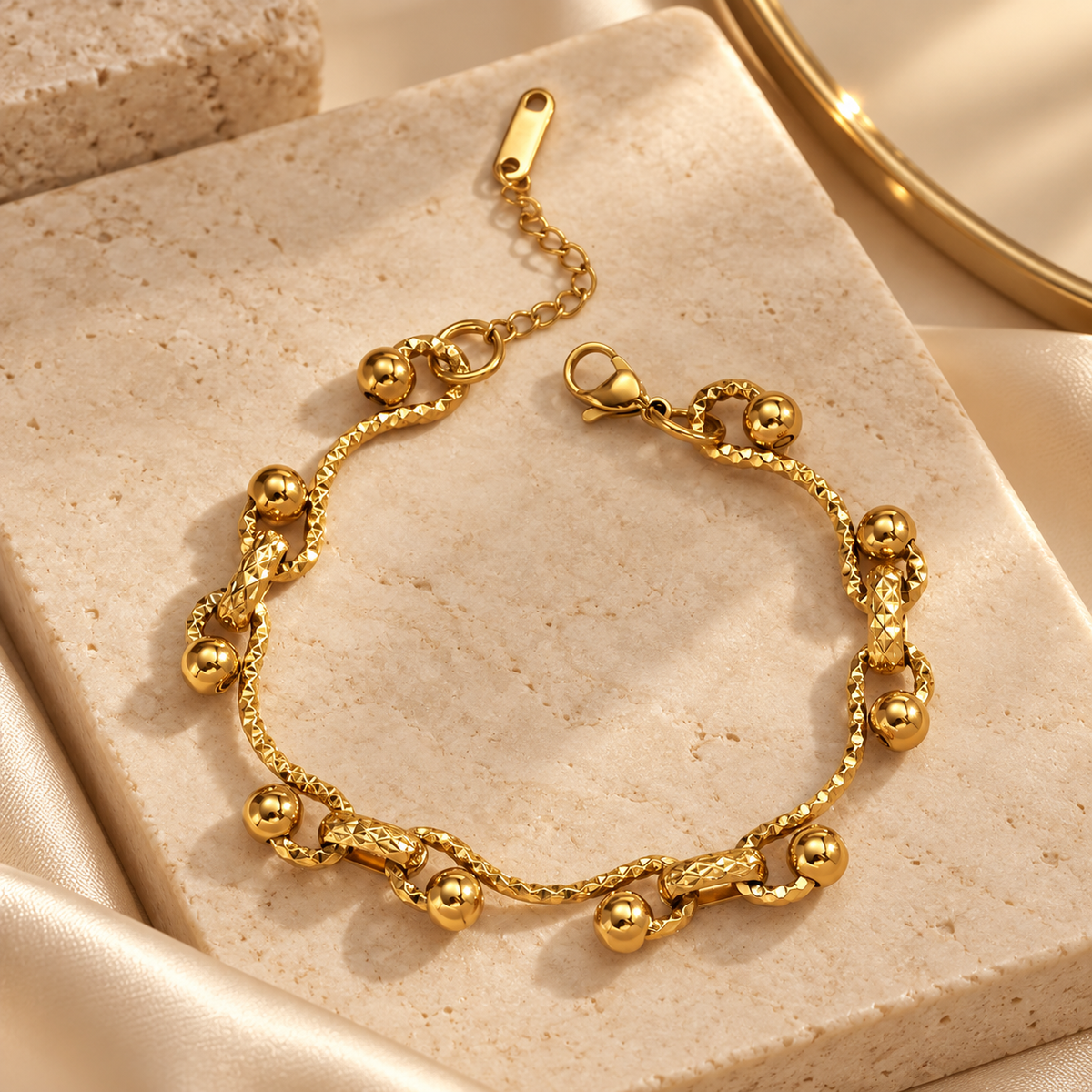 Golden Twist Bead Bracelet