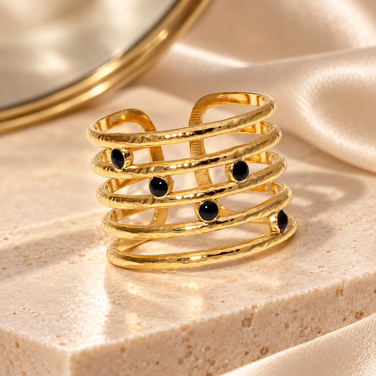 Black Accent Layered Ring