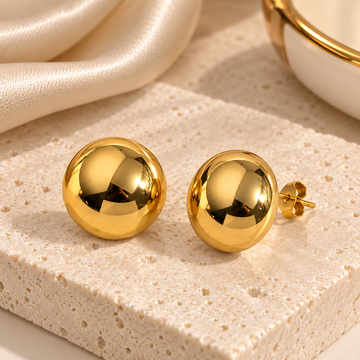 Golden Dome Stud Earrings