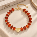 Amber Heart Beaded Bracelet