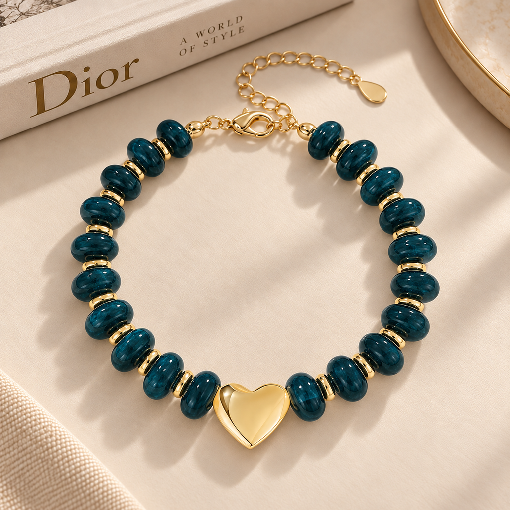 Emerald Heart Beaded Bracelet