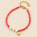 Coral Heart Pearl Bracelet