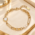  Pearl Heart Link Bracelet