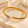Two-Tone Heart Cable Bangle