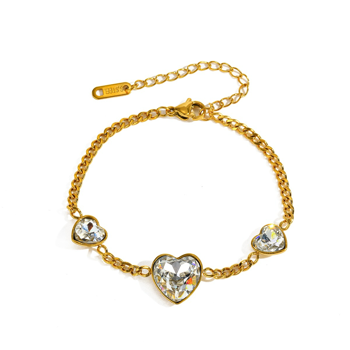 Crystal Heart Trio Bracelet