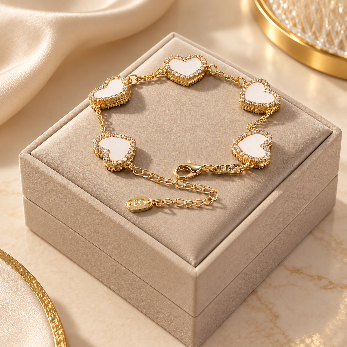 Ivory Heart Sparkle Bracelet