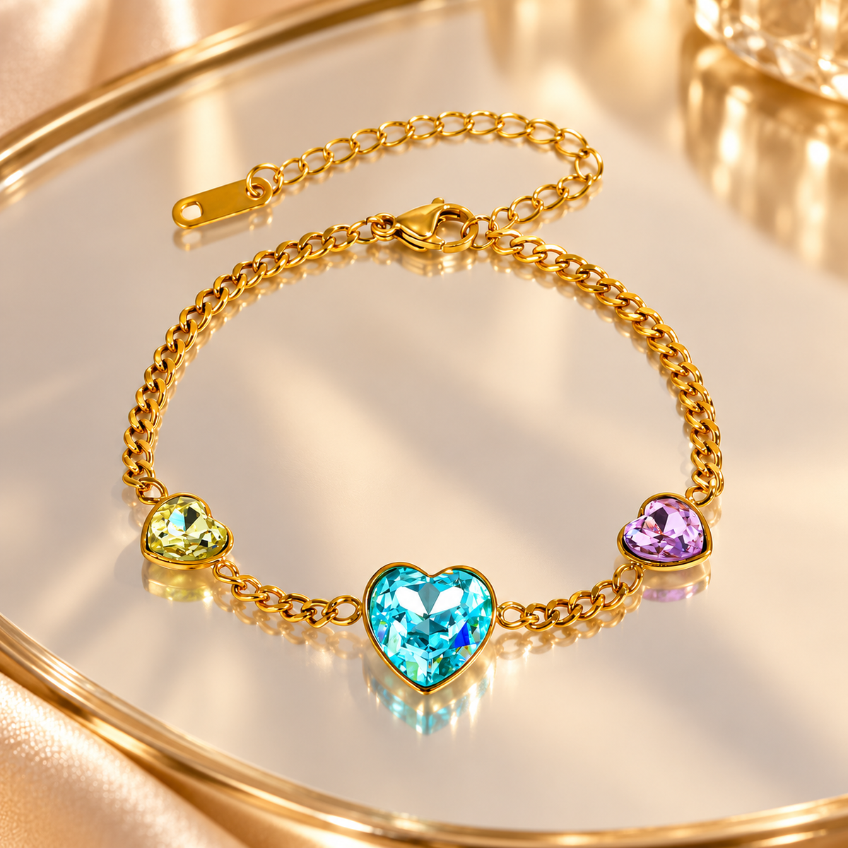 Rainbow Heart Glow Bracelet