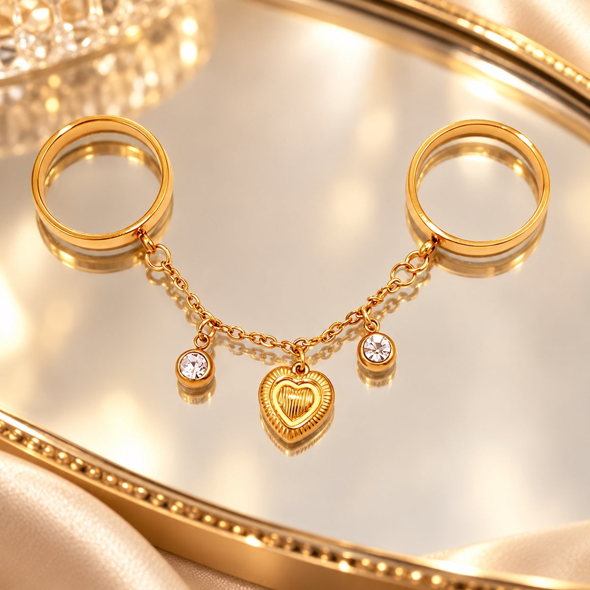 Golden Heart Duo Ring