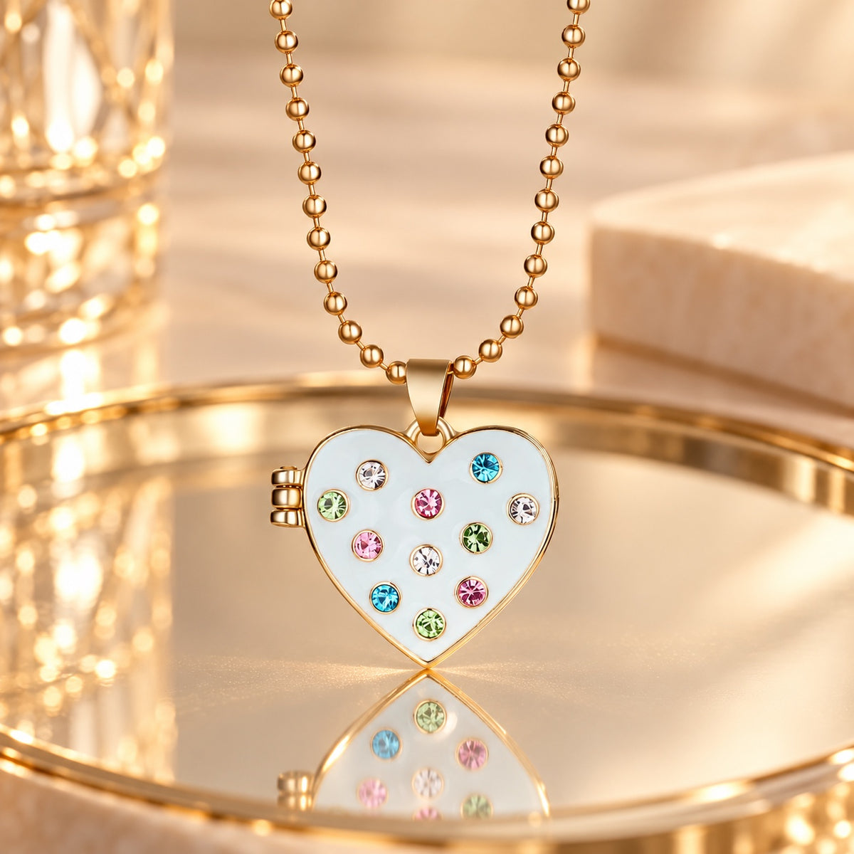 Pastel Heart Locket Necklace