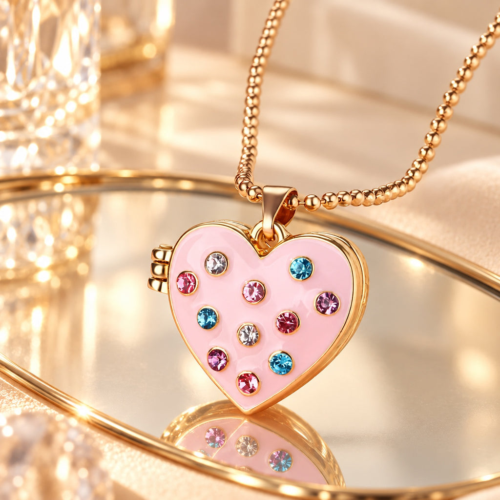 Blush Heart Locket Necklace