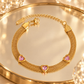 Pink Heart Mesh Bracelet