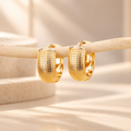 Golden Texture Huggie Earrings