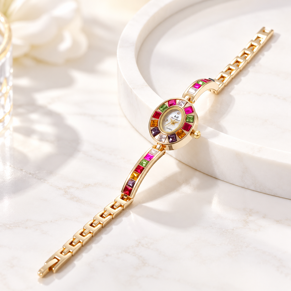 Rainbow Gem Gold Watch