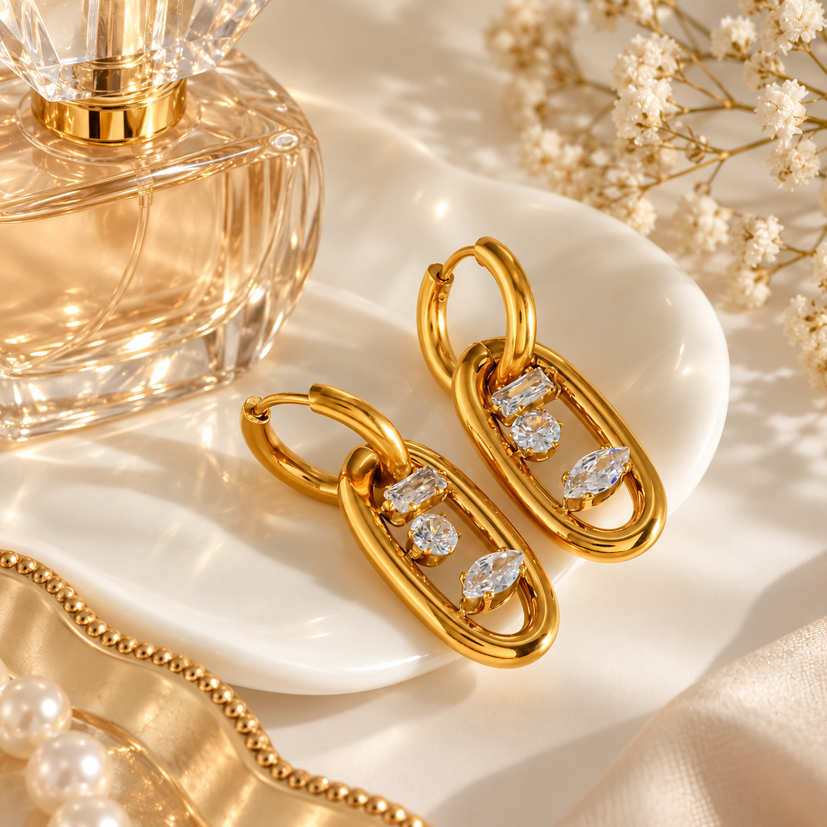 Golden Orbit Drop Earrings
