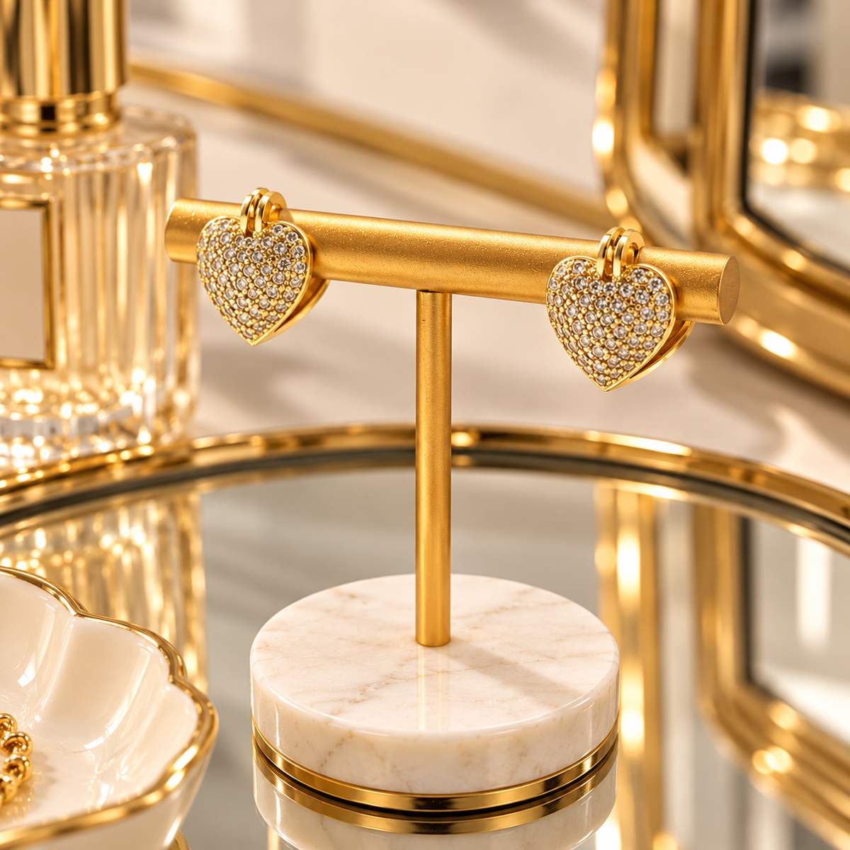 Pavé Heart Huggie Earrings