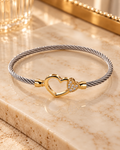 Two-Tone Double Heart Cable BraceletA