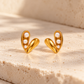 Golden Pearl Petal Earrings