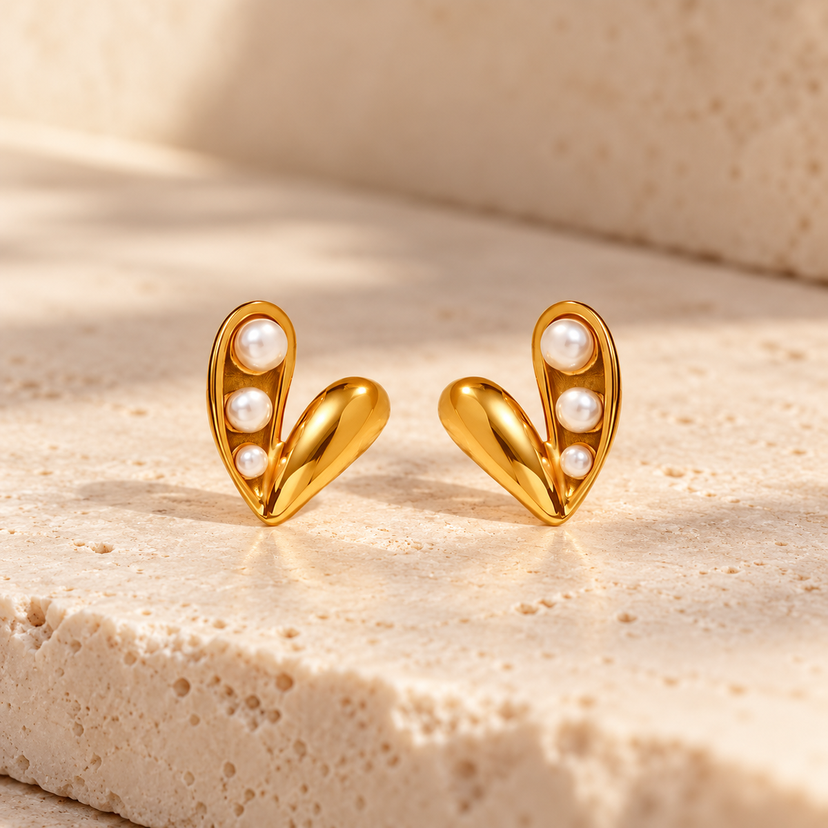 Golden Pearl Petal Earrings
