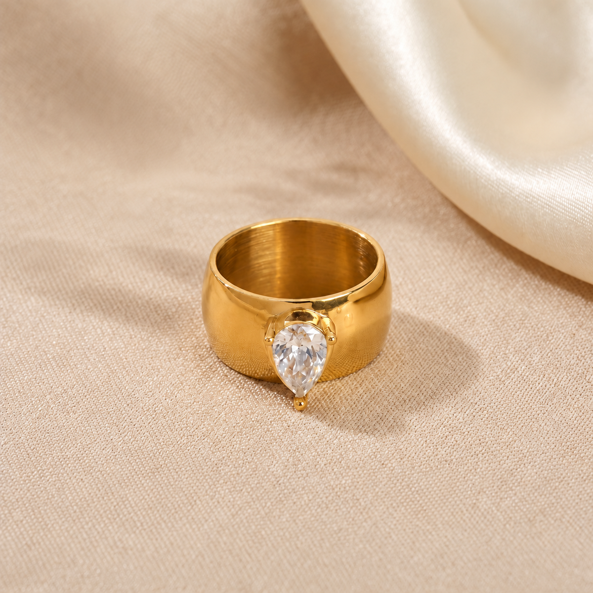 Golden Teardrop Statement Ring
