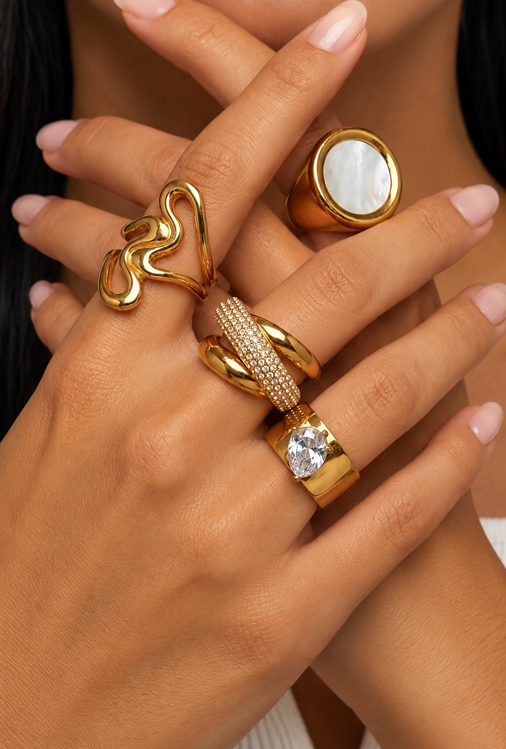 Golden Teardrop Statement Ring