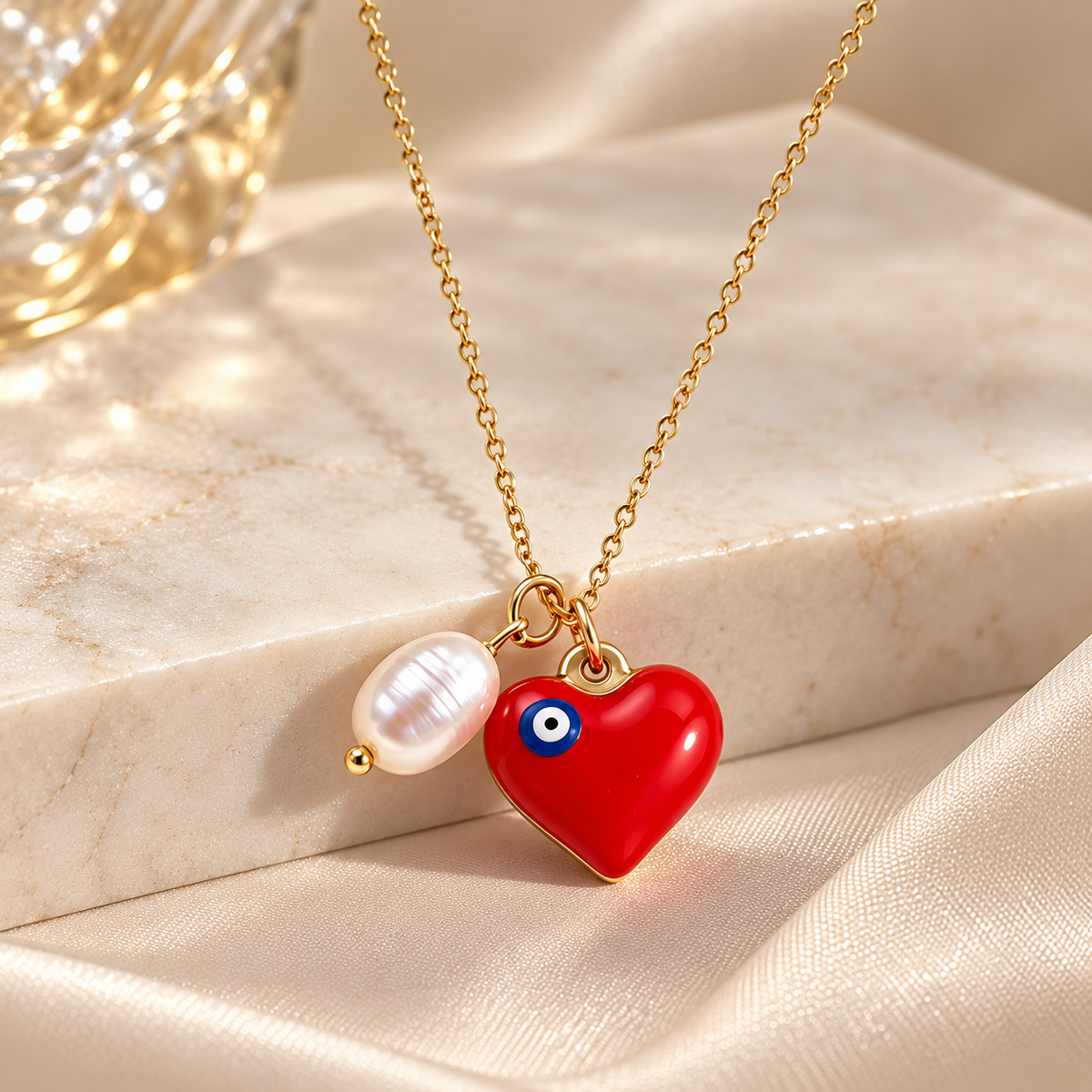 Amora Evil Eye Heart Necklace