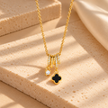 Midnight Clover Charm Necklace