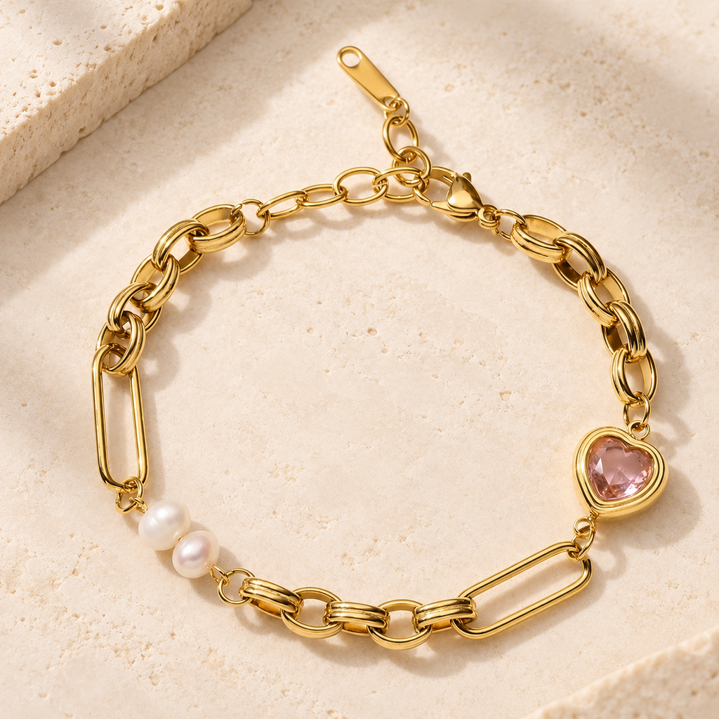 Blush Heart Pearl Bracelet