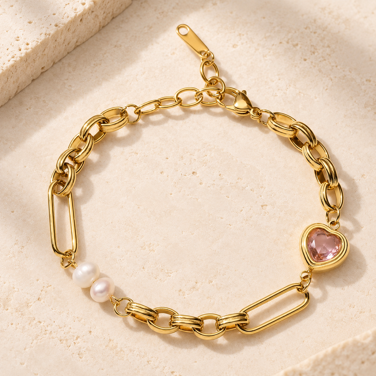 Blush Heart Pearl Bracelet