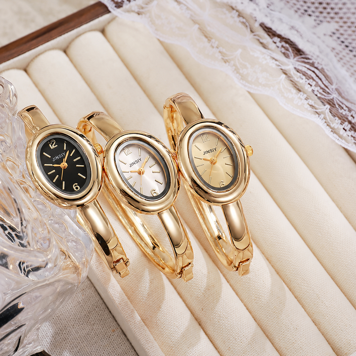 Black Gold Bangle Watch