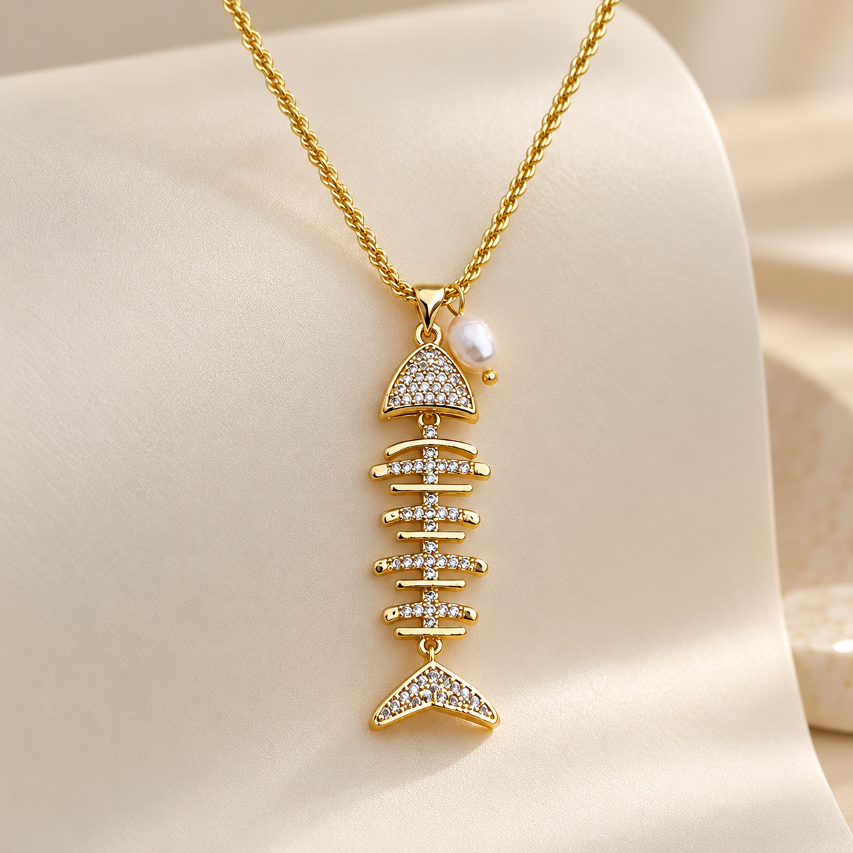 Golden Sea Fishbone Necklace