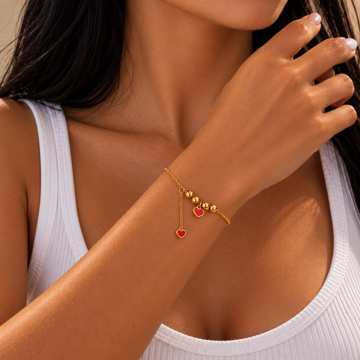 Scarlet Heart Drop Bracelet